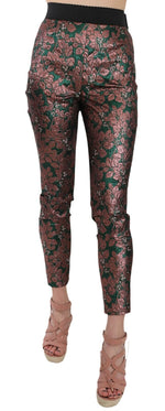 Dolce & Gabbana Multicolor Iridescent Brocade Jacquard Trousers Crop Women's Pants