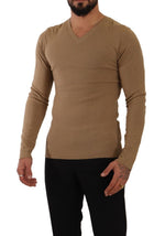 Ermanno Scervino Classic V-Neck Wool Sweater in Men's Brown