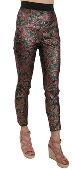 Dolce & Gabbana Multicolor Iridescent Brocade Jacquard Trousers Crop Women's Pants
