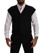Dolce & Gabbana Elegant Black Wool Cotton Dress Men's Vest