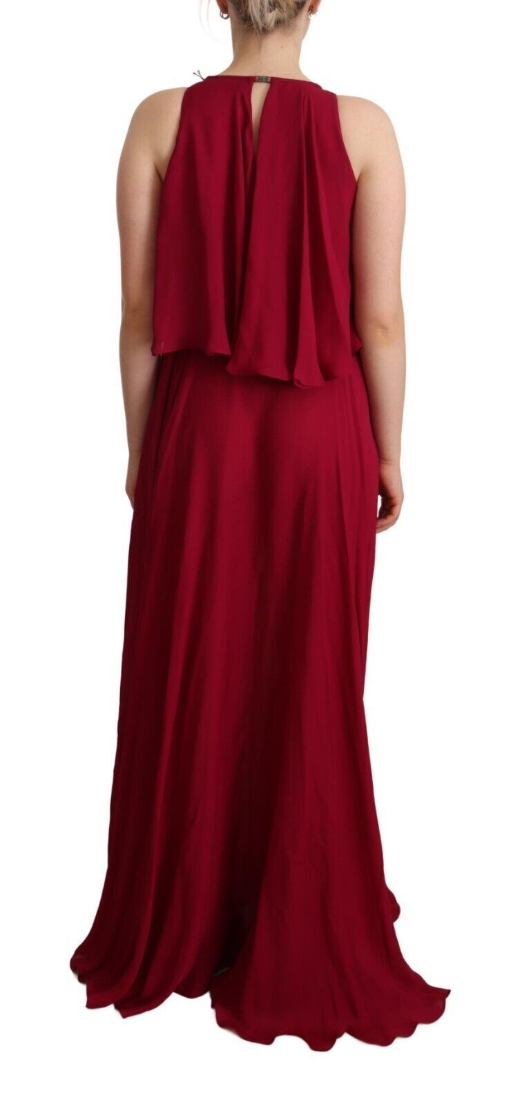 PLEIN SUD Elegant Silk Sleeveless Ruffled Maxi Women's Dress