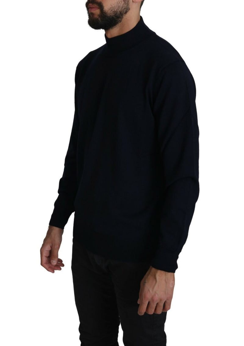 MILA SCHÖN Dark Blue Crewneck Pullover 100% Wool Men's Sweater