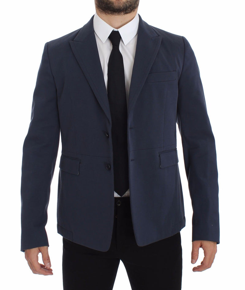 Dolce & Gabbana Elegant Blue Cotton Stretch Blazer Men's Jacket