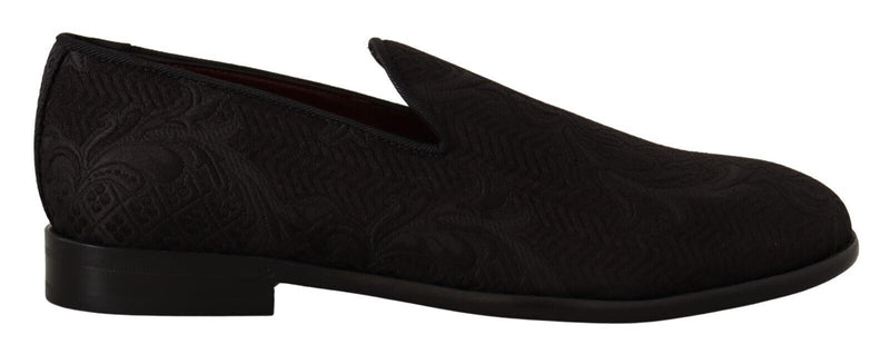 Dolce & Gabbana Black Floral Brocade Men's Slippers