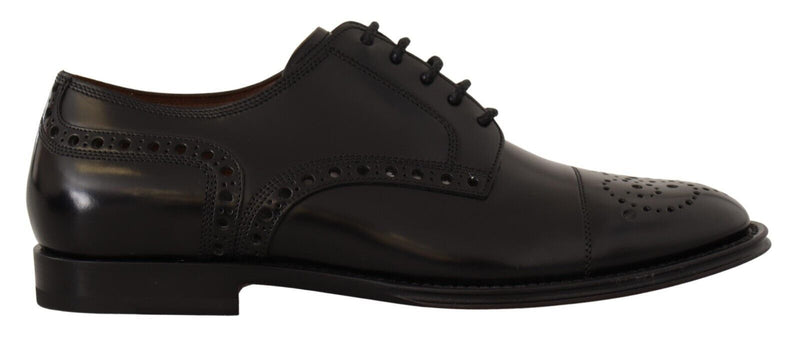 Dolce & Gabbana Black Leather Wingtip Mens Formal Derby Men's Shoes