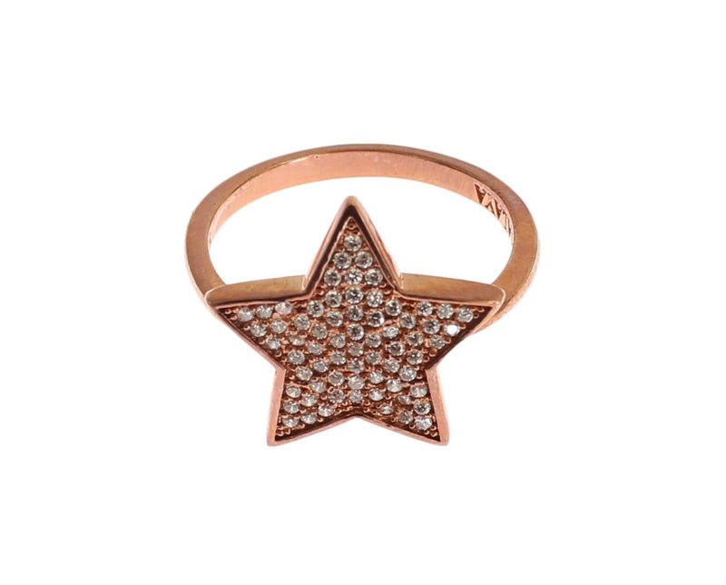 Nialaya Dazzling Pink Gold Plated Sterling Silver CZ Women's Ring