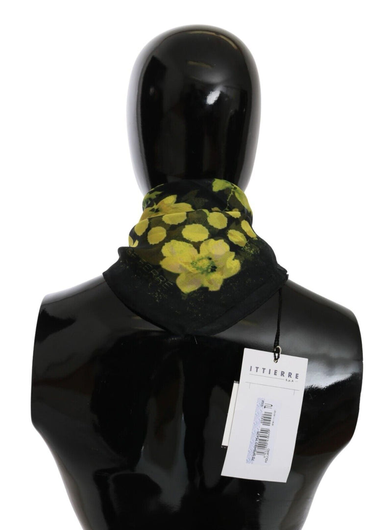 GF Ferre Black Yellow Floral Wrap Shawl Foulard Women's Scarf