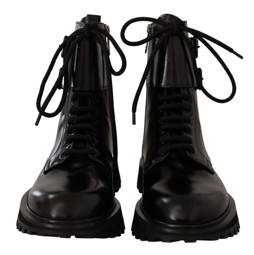 Dolce & Gabbana Elegant Black Leather Ankle Men's Boots
