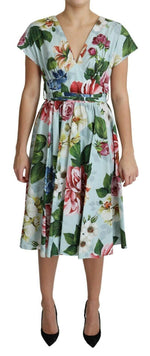 Dolce & Gabbana Floral Elegance V-Neck Cotton Women's Dress