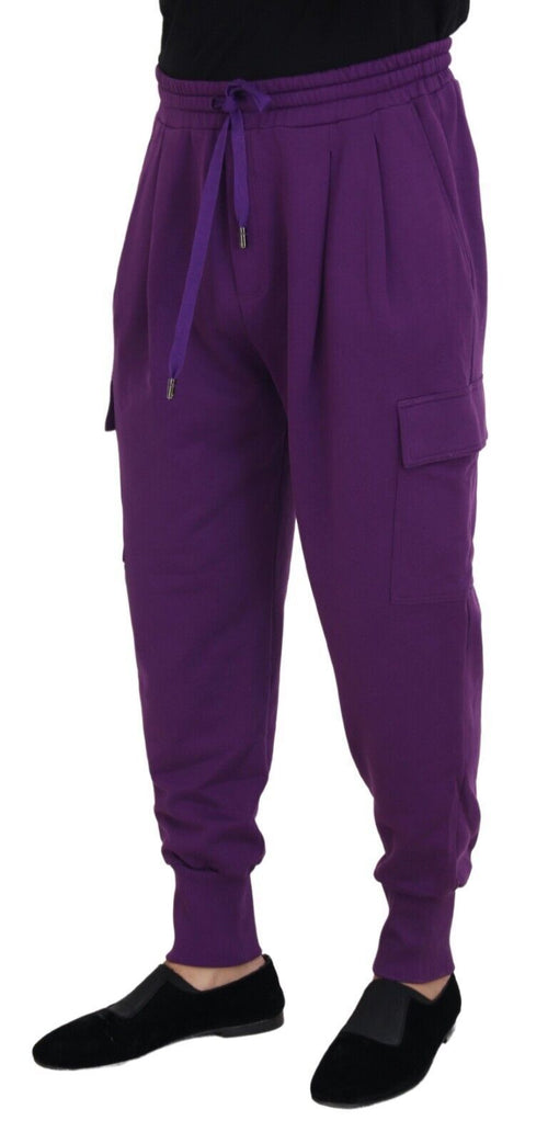 Dolce & Gabbana Elegant Purple Cotton Cargo Men's Sweatpants