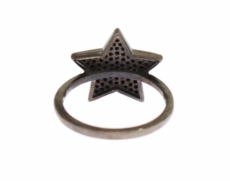 Nialaya Black CZ Star 925 Silver Womens Ring