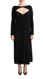 PINKO Elegant Black Nylon Stretch Maxi Women's Dress