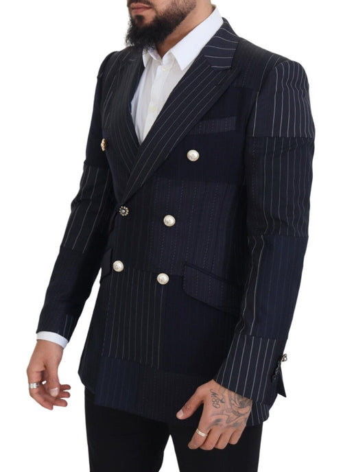 Dolce & Gabbana Navy Blue Double Breasted Slim Fit Men's Blazer