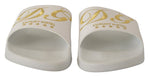 Dolce & Gabbana White Leather Luxury Hotel Slides Sandals Men's Shoes