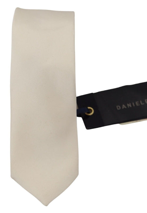 Daniele Alessandrini Exclusive Silk Bow Tie in Off Men's White