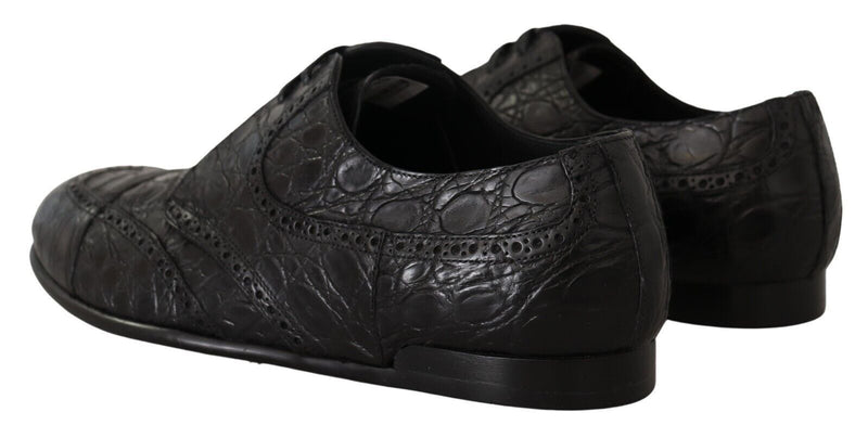 Dolce & Gabbana Black Caiman Leather Mens Derby Men's Shoes