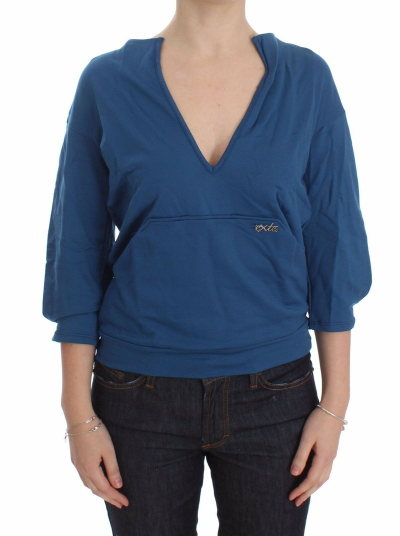 Exte Elegant Deep V-Neck Sweater in Women's Blue