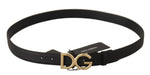Dolce & Gabbana Elegant Black Leather Belt with Engraved Women's Buckle