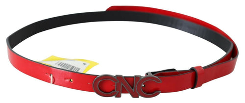 Costume National Chic Red Leather Waist Belt with Black-Tone Women's Buckle