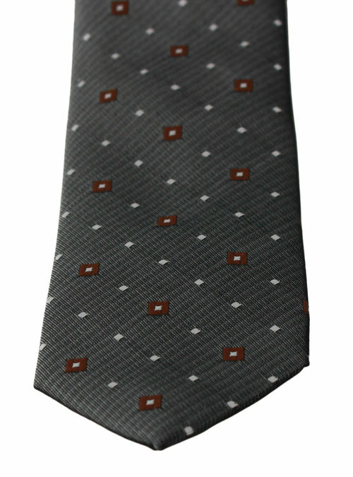 Dolce & Gabbana Elegant Gray Patterned Silk Blend Neck Men's Tie