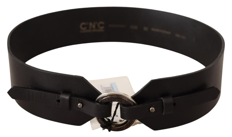 Costume National Chic Leather Fashion Belt with Silver-Tone Women's Buckle