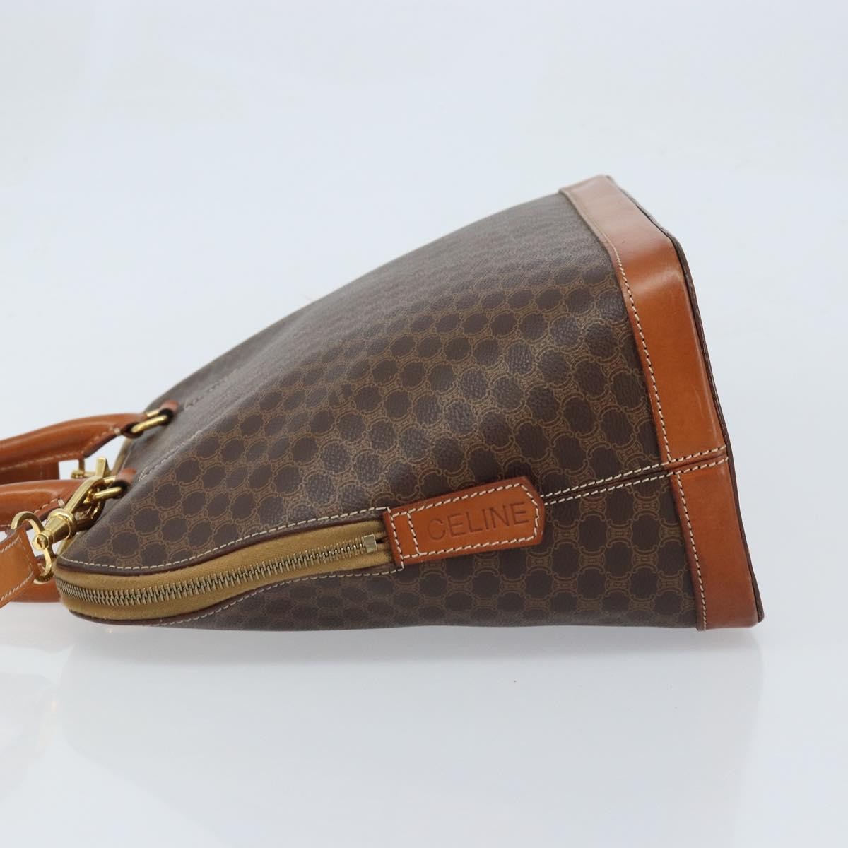 Celine Vintage Macadam Handbag Canvas And Leather Brown Canvas Handbag (Pre-Owned)