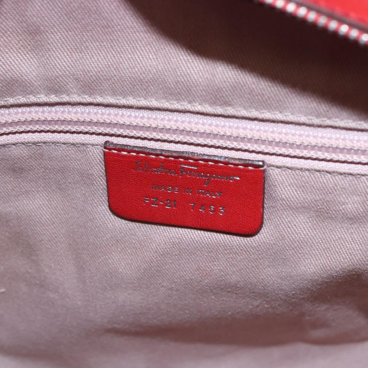 Salvatore Ferragamo Gancini Handbag Leather Red Leather Handbag (Pre-Owned)