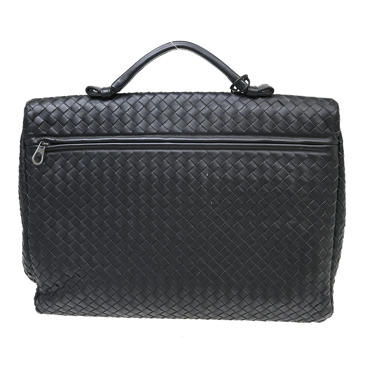 Bottega Veneta Envelope Briefcase Intrecciato Nappa Black Leather Briefcase Bag (Pre-Owned)