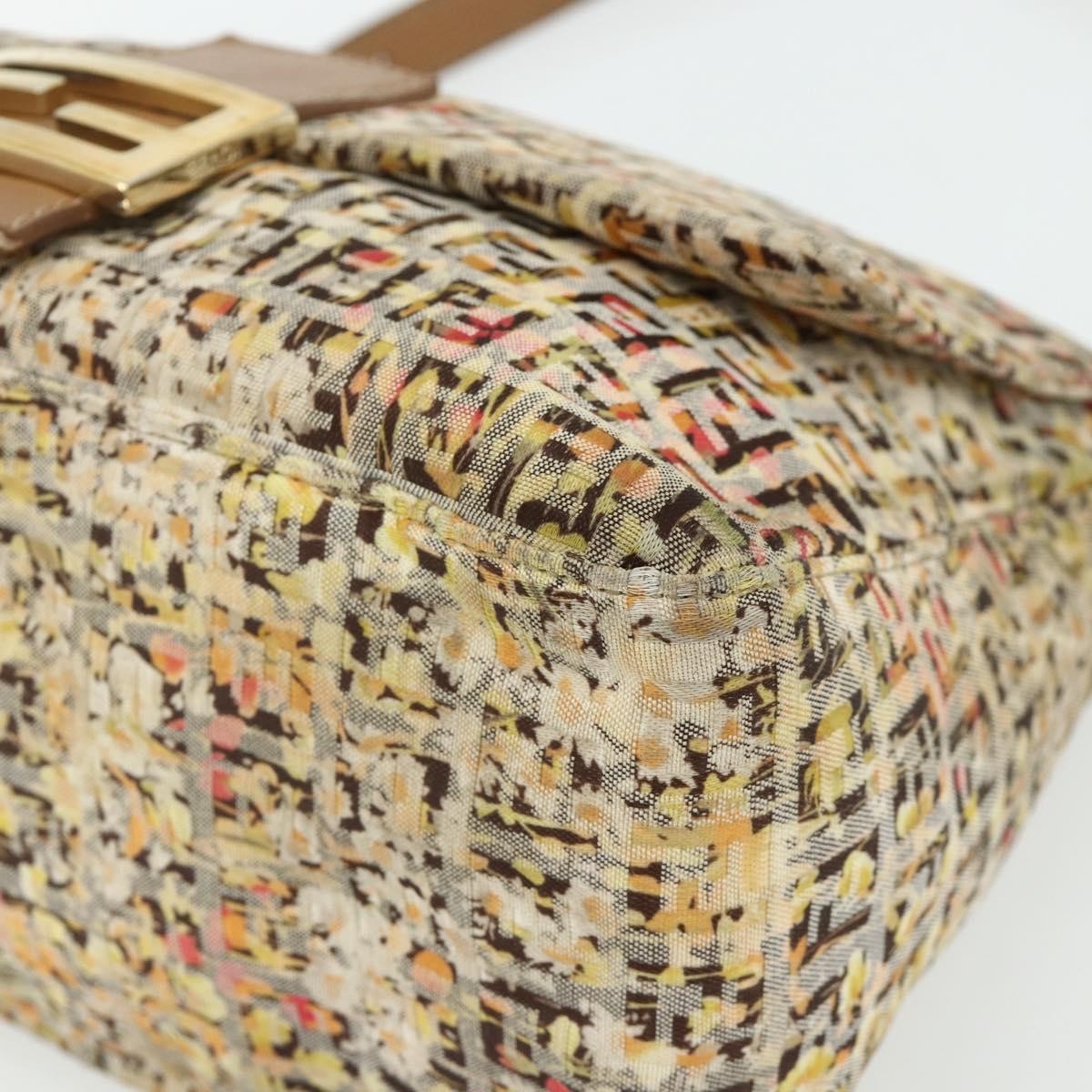 Fendi Mamma Baguette Zucca Canvas Beige Canvas Shoulder Bag Bag (Pre-Owned)