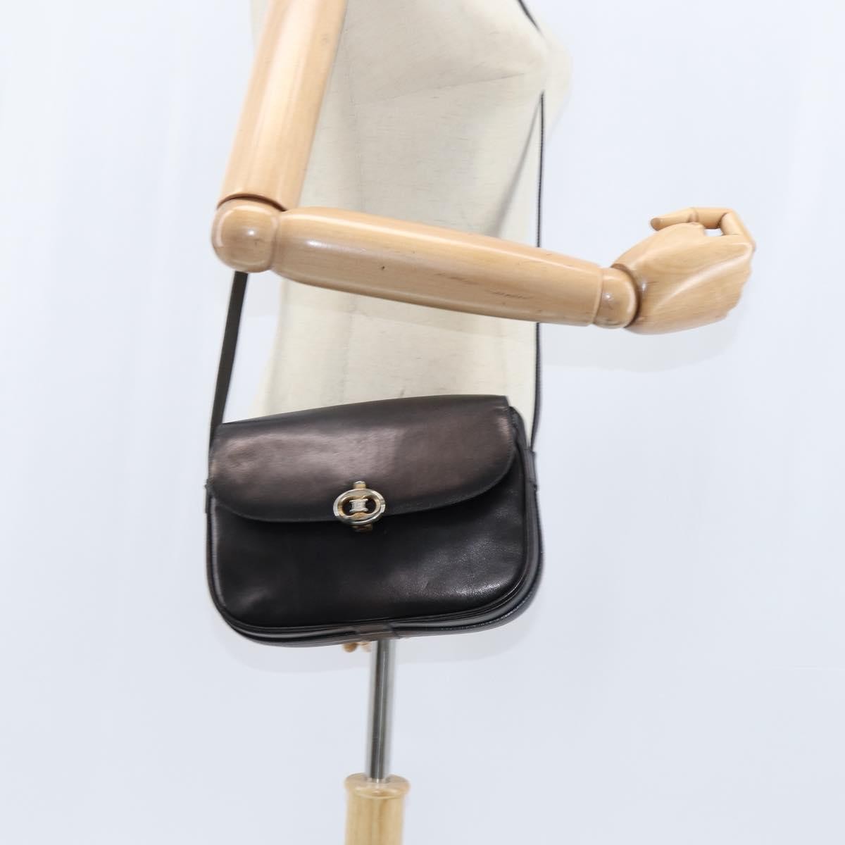 Celine Vintage Triomphe Shoulder Bag Leather Brown Leather Shoulder Bag Bag (Pre-Owned)