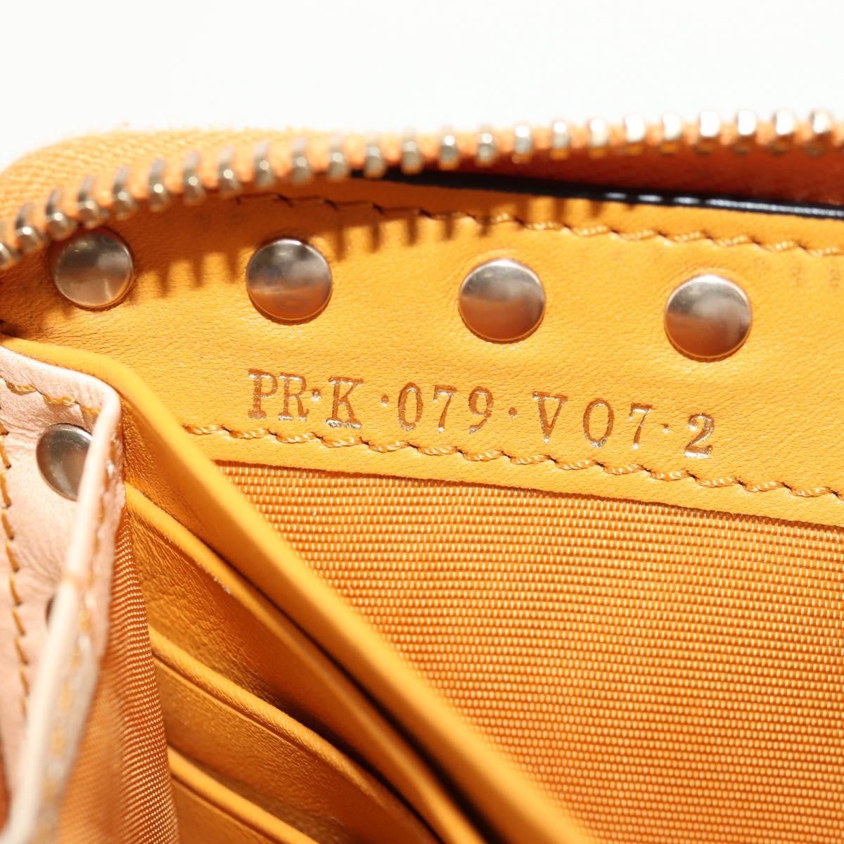 Valentino Garavani Rockstud Zip Around Wallet Striped Leather Orange Leather Wallets Accessory (Pre-Owned)