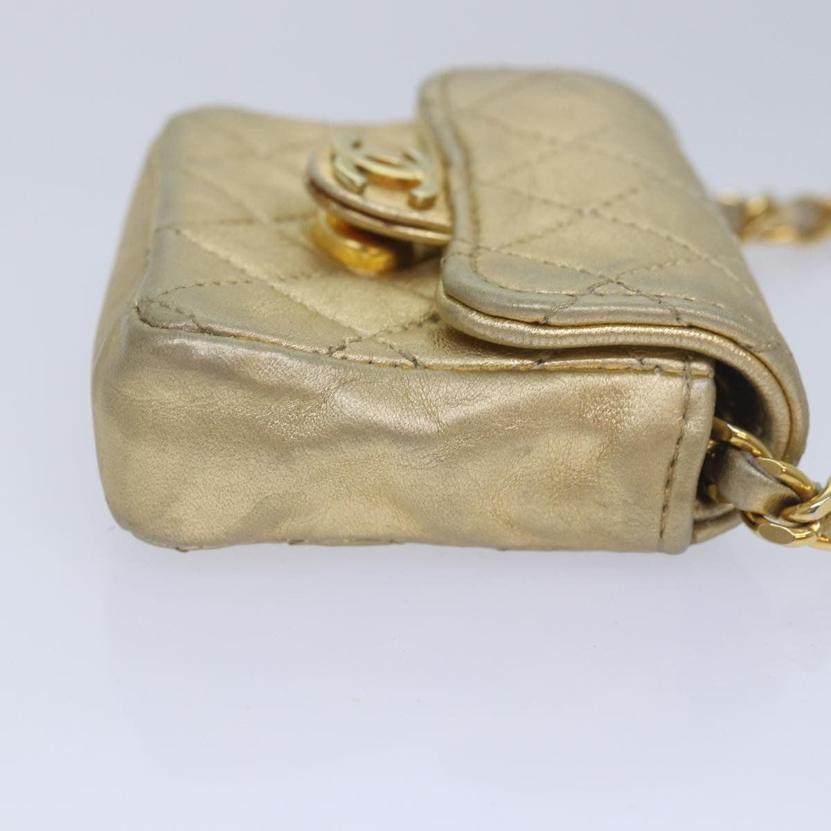 Chanel Vintage Square Cc Flap Bag Quilted Leather Gold Leather Shoulder Bag Bag (Pre-Owned)