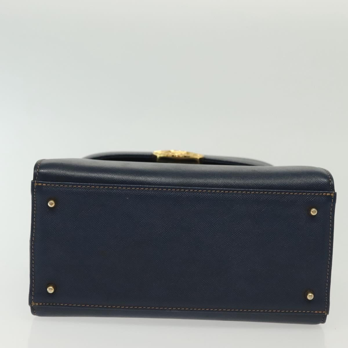 Valentino Garavani Vintage Handbag Leather Navy Leather Handbag (Pre-Owned)