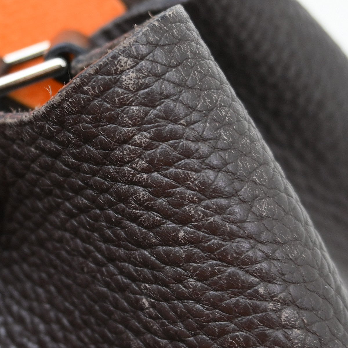 Hermes Picotin Bag Clemence Brown Leather Handbag (Pre-Owned)