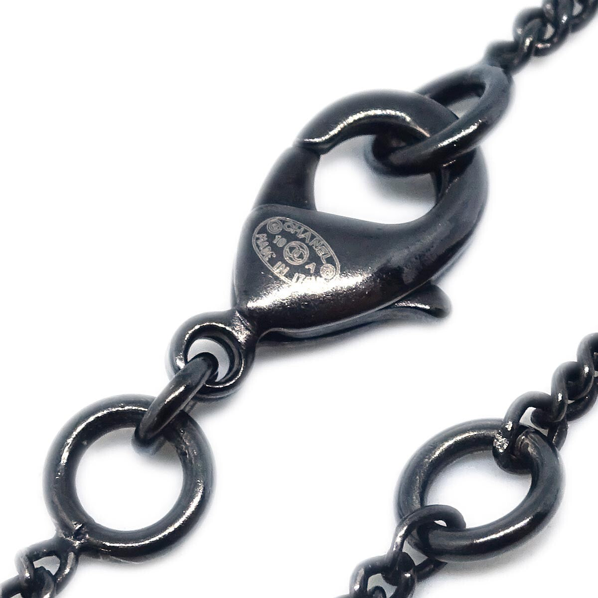 Chanel Vintage Cc Pendant Necklace Metal Black Metal Necklace Jewelry (Pre-Owned)