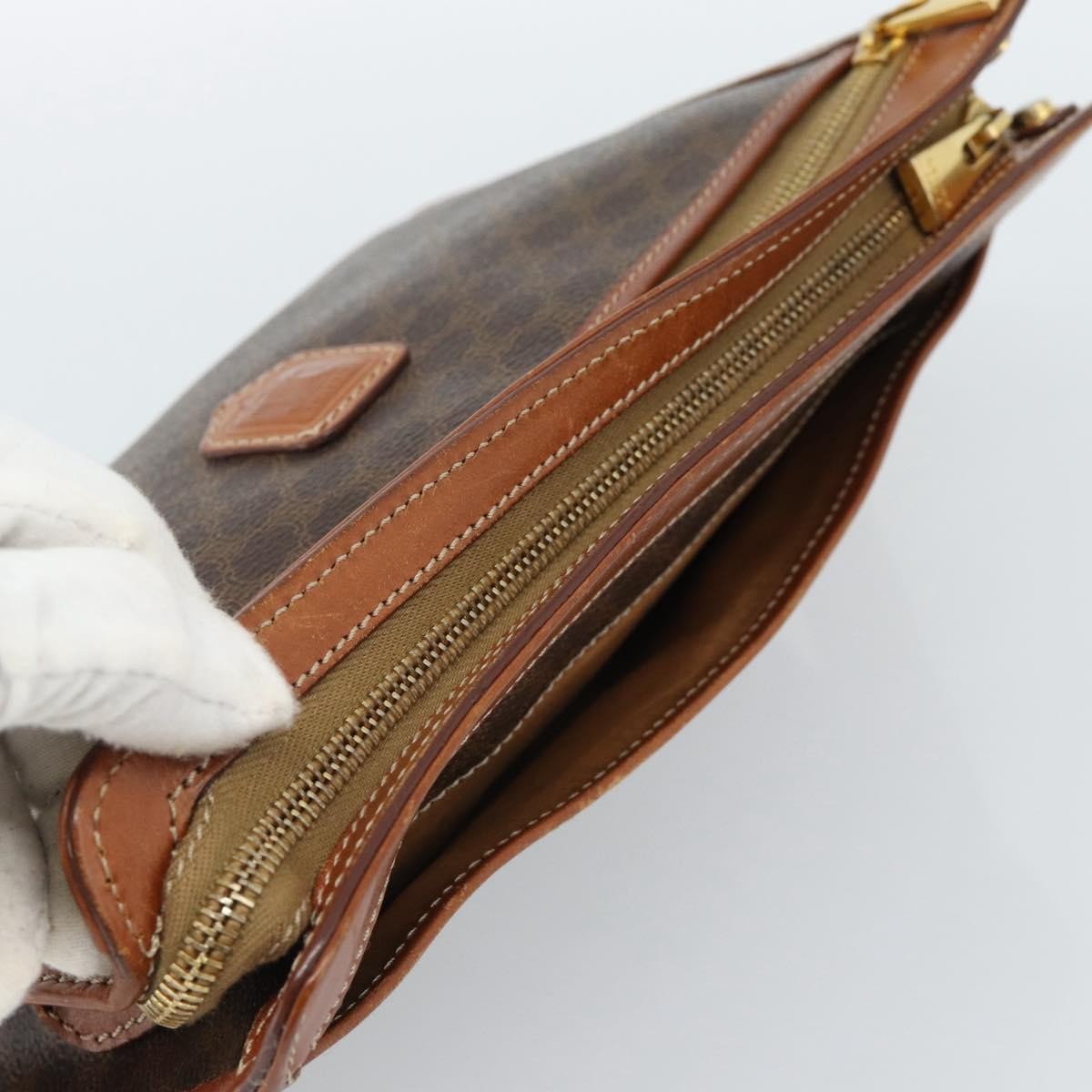 Celine Macadam Pochette Canvas Brown Canvas Clutche & Pouche Bag (Pre-Owned)