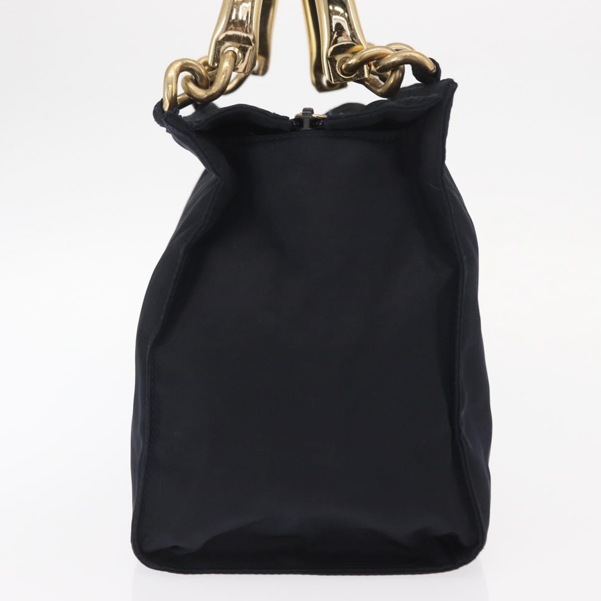 Prada Metal Handles Tote Tessuto Navy Nylon Tote Bag Bag (Pre-Owned)