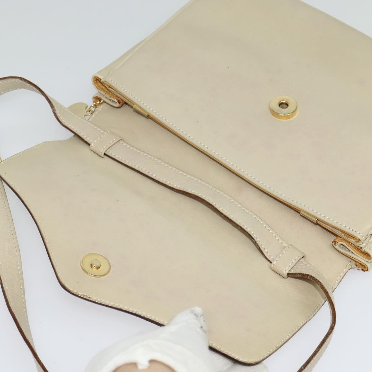 Celine Shoulder Bag Leather Beige Leather Shoulder Bag Bag (Pre-Owned)