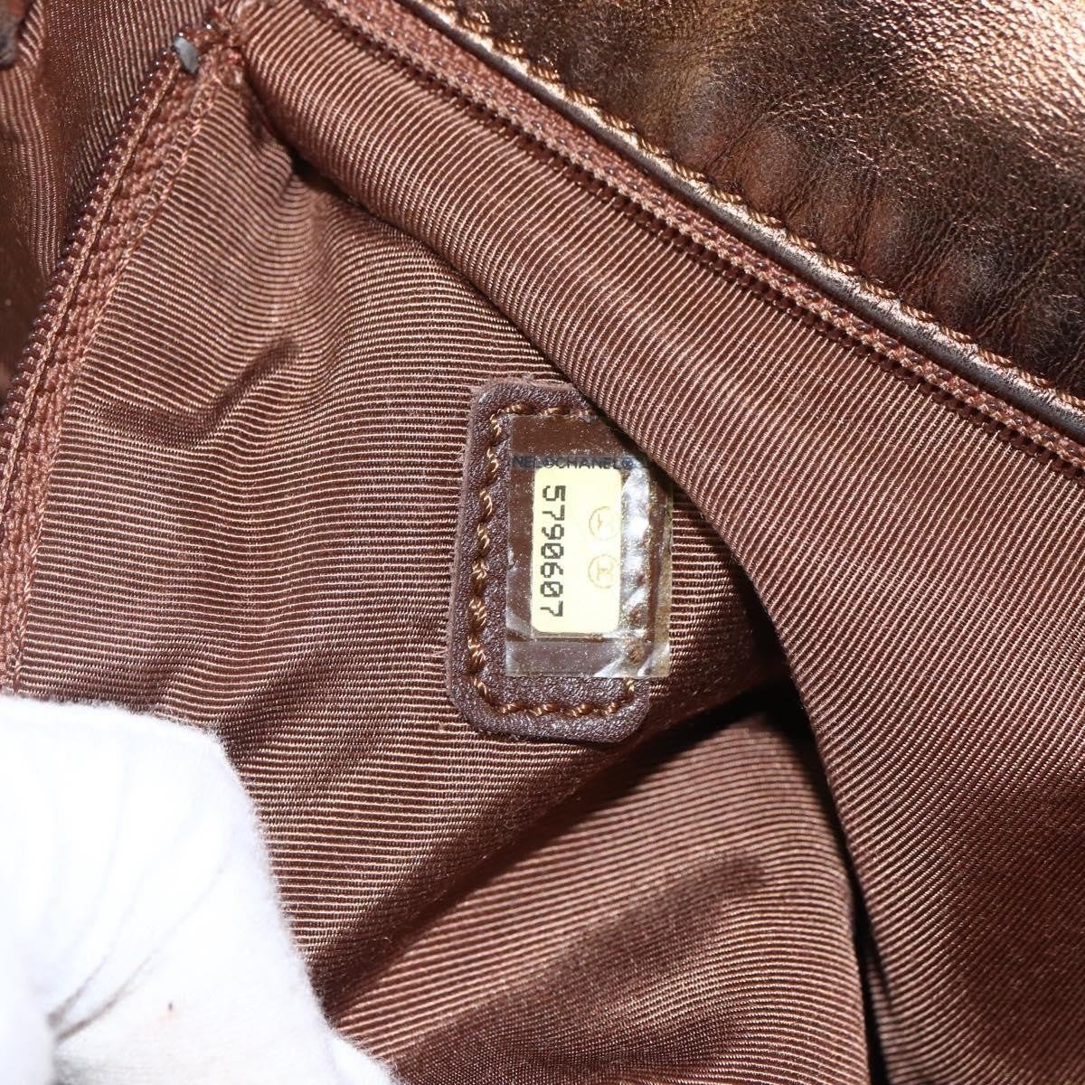 Chanel Vintage Logo Flap Messenger Bag Leather Brown Leather Shoulder Bag Bag (Pre-Owned)