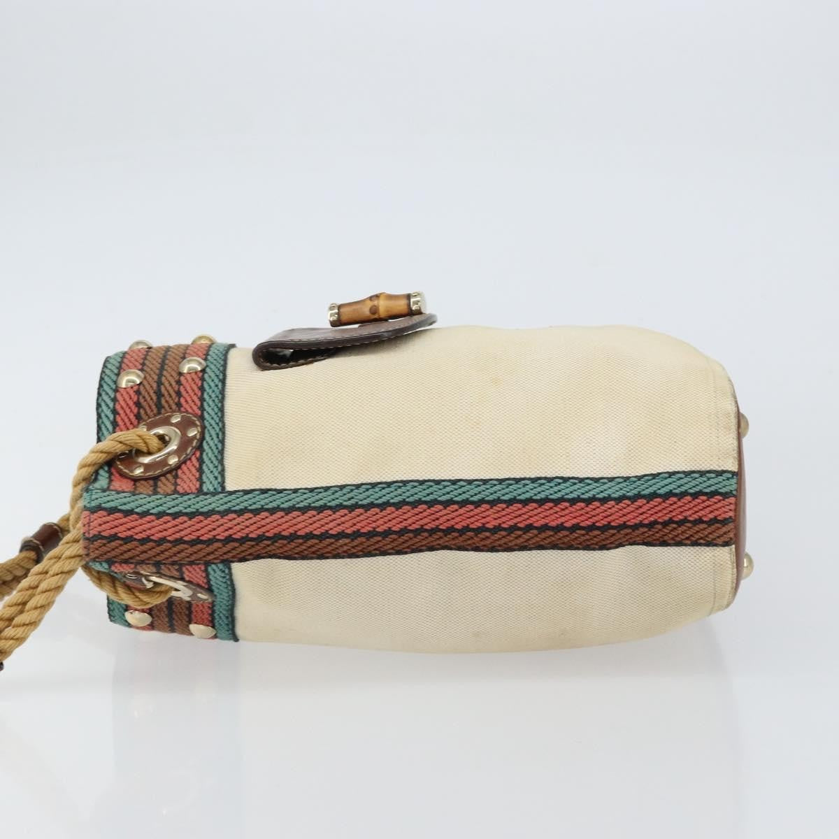 Gucci Vintage Bamboo Shoulder Bag Canvas Beige Canvas Shoulder Bag Bag (Pre-Owned)