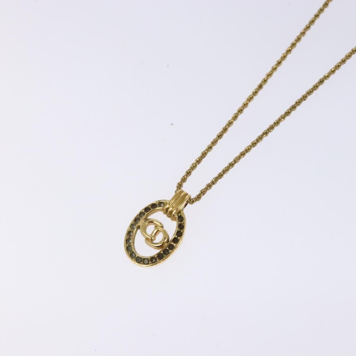 Christian Dior Cd Round Pendant Necklace Metal And Crystals Gold Metal Jewelry (Pre-Owned)