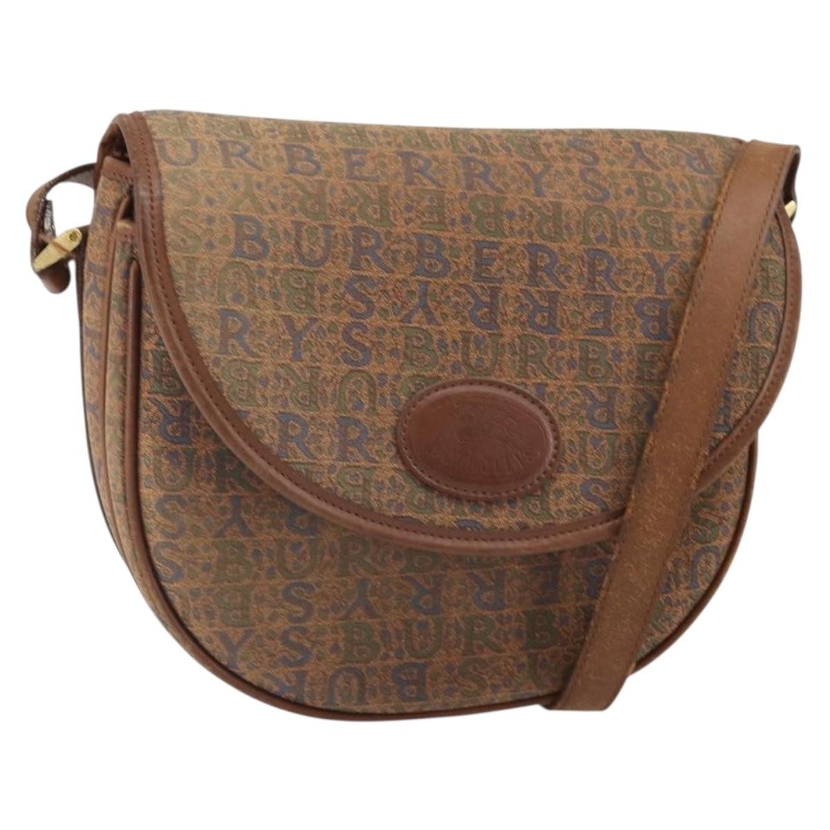 Burberry Flap Shoulder Bag Canvas Brown Canvas Shoulder Bag Bag (Pre-Owned)