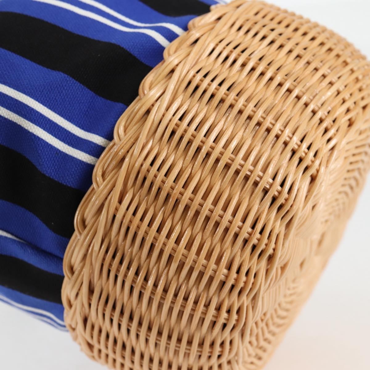 Prada Drawstring Bucket Bag Canvas And Wicker Blue Canvas Handbag (Pre-Owned)