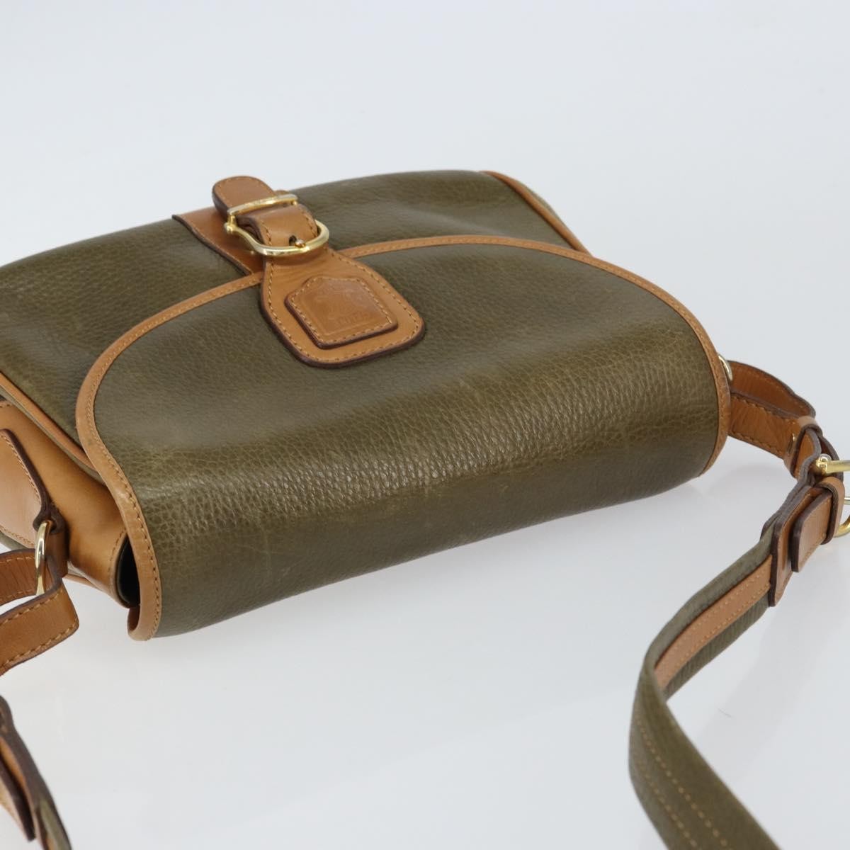 Celine Vintage Shoulder Bag Leather Khaki Leather Shoulder Bag Bag (Pre-Owned)