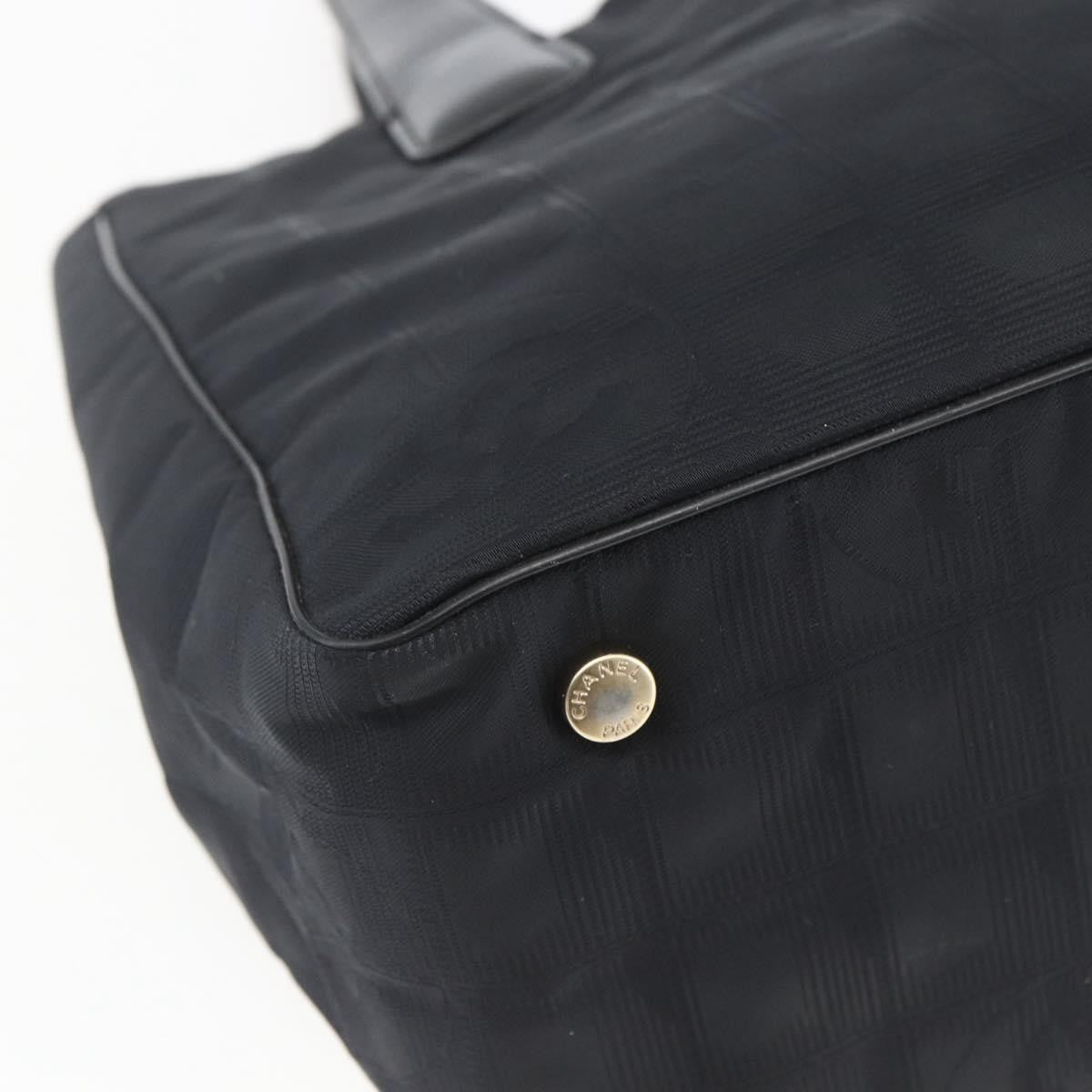 Chanel Travel Line Tote Nylon Black Nylon Tote Bag Bag (Pre-Owned)