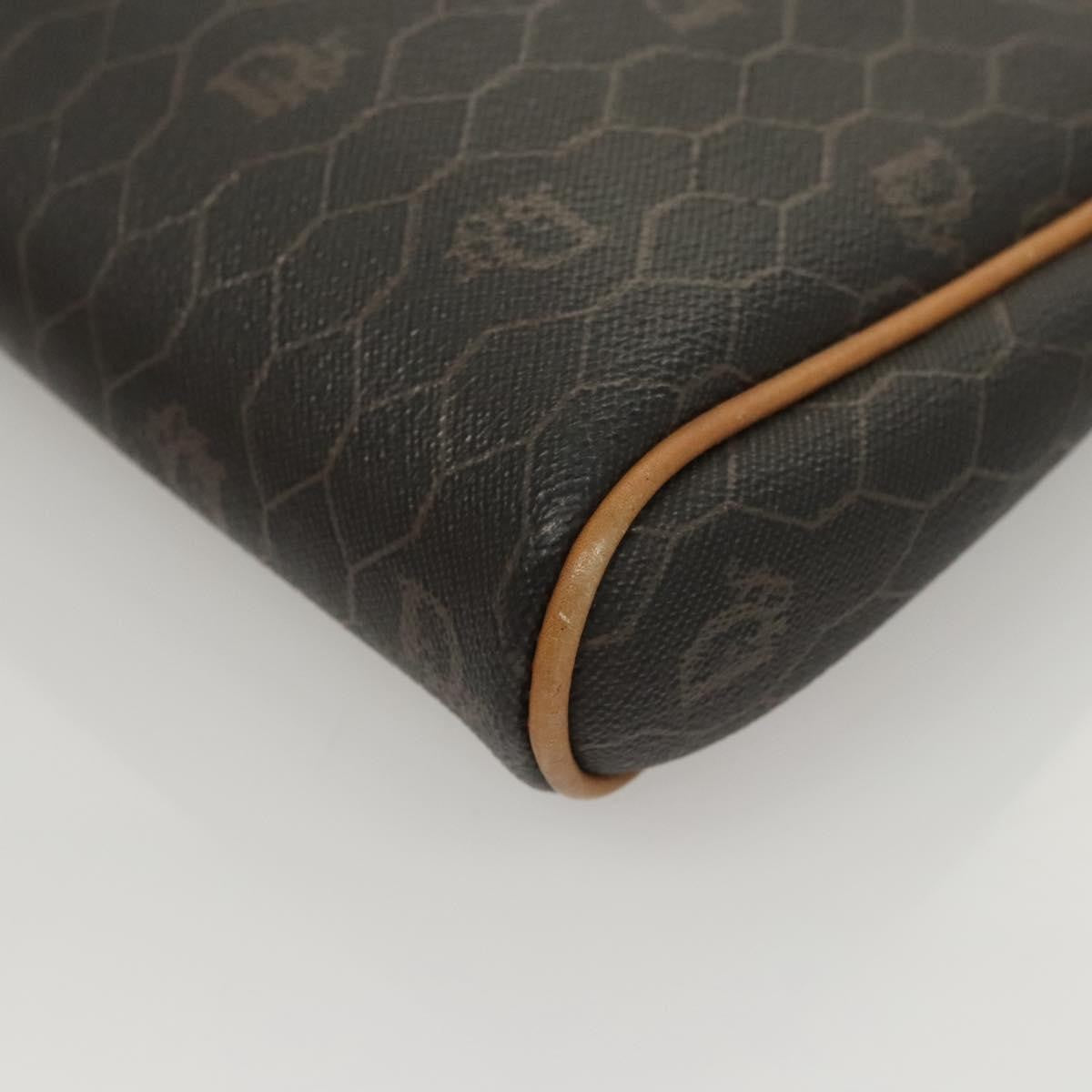 Christian Dior Vintage Honeycomb Zip Pouch Canvas And Leather Black Canvas Clutche & Pouche Bag (Pre-Owned)