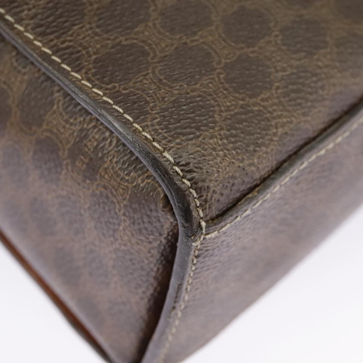 Celine Vintage Macadam Circle Logo Shoulder Bag Canvas And Leather Brown Canvas Shoulder Bag Bag (Pre-Owned)
