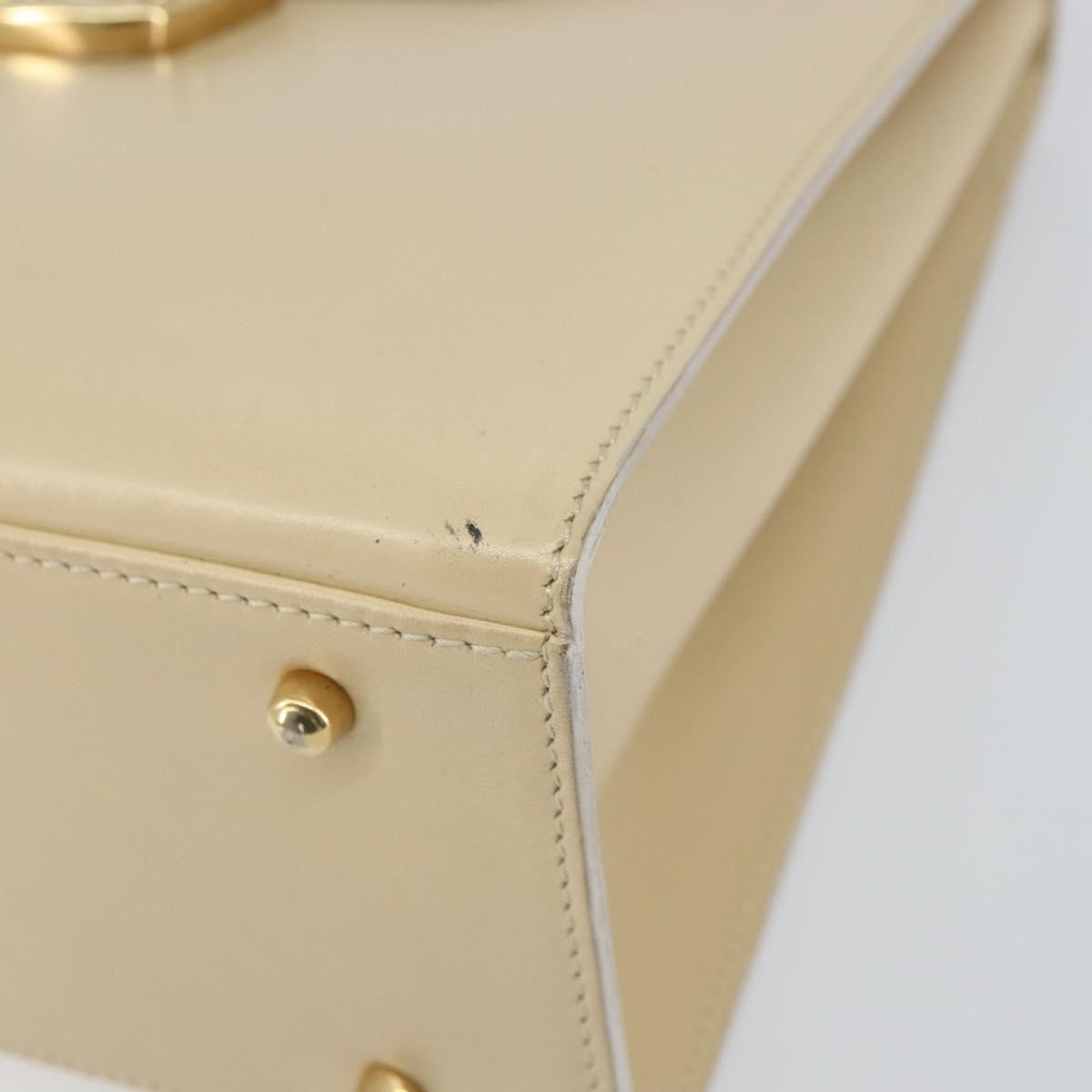 Gucci Vintage Lady Lock Top Handle Bag Leather Beige Leather Handbag (Pre-Owned)