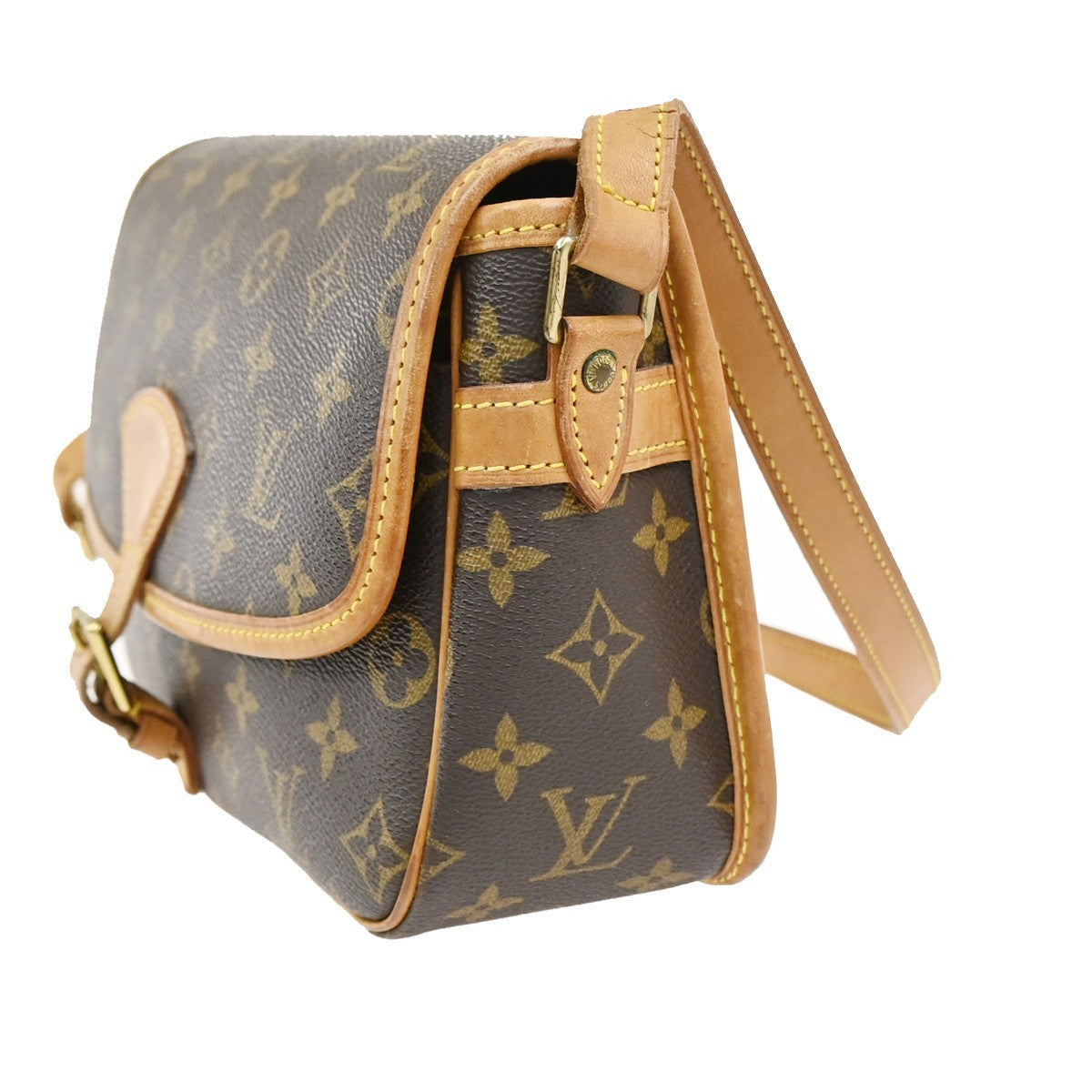 Louis Vuitton Sologne Handbag Monogram Canvas Brown Leather Shoulder Bag Bag (Pre-Owned)