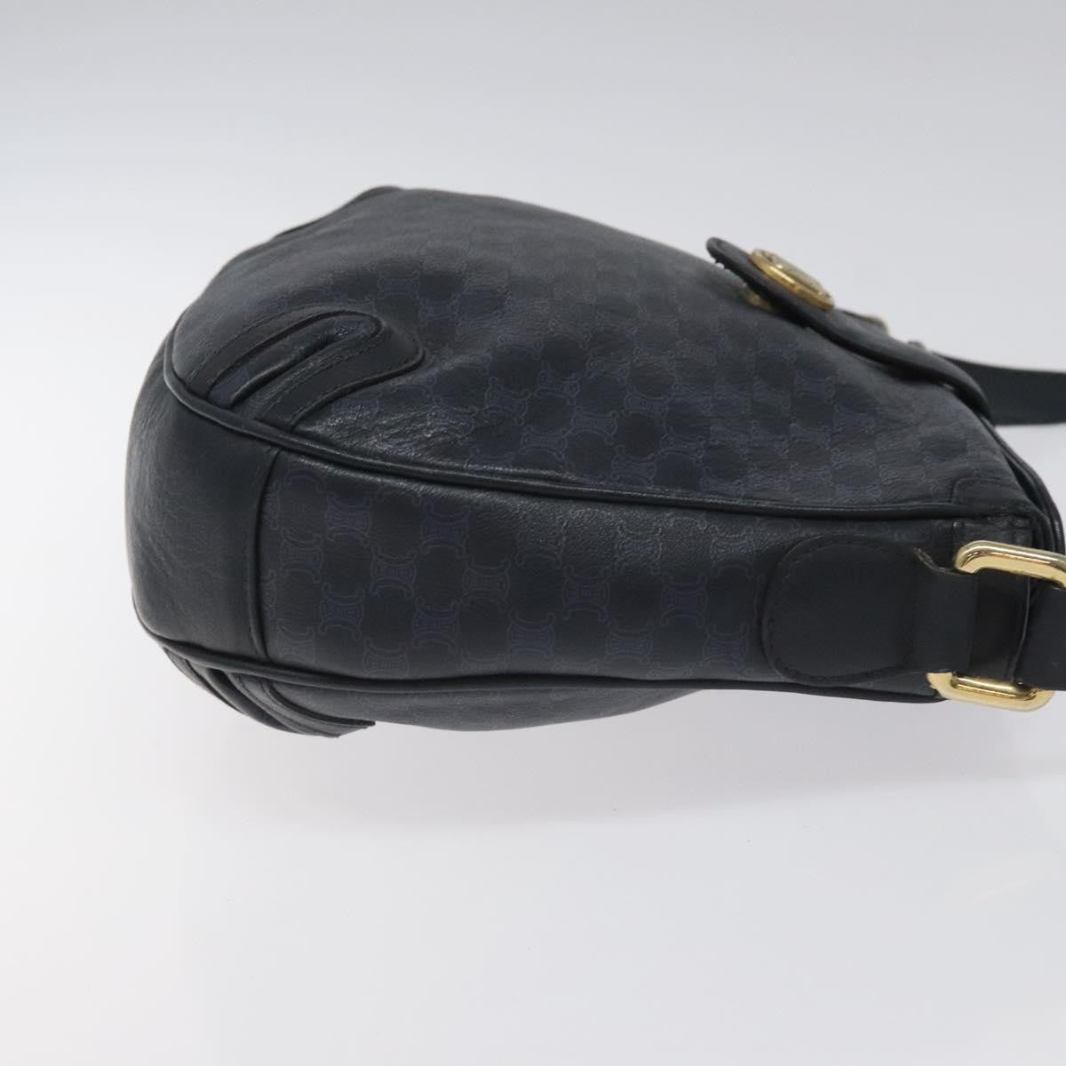 Celine Vintage Macadam Shoulder Bag Canvas Navy Canvas Shoulder Bag Bag (Pre-Owned)
